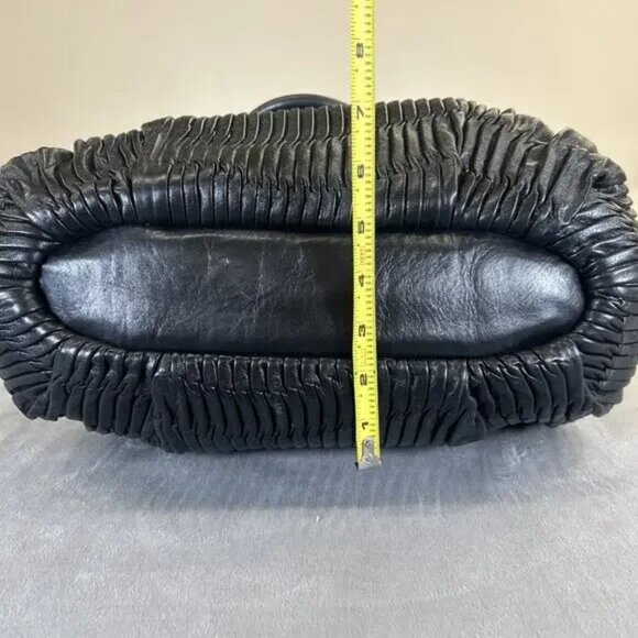 Authentic Coach Madison Gathered Lindsey Satchel Black Shoulder Bag - Picture 10 of 13